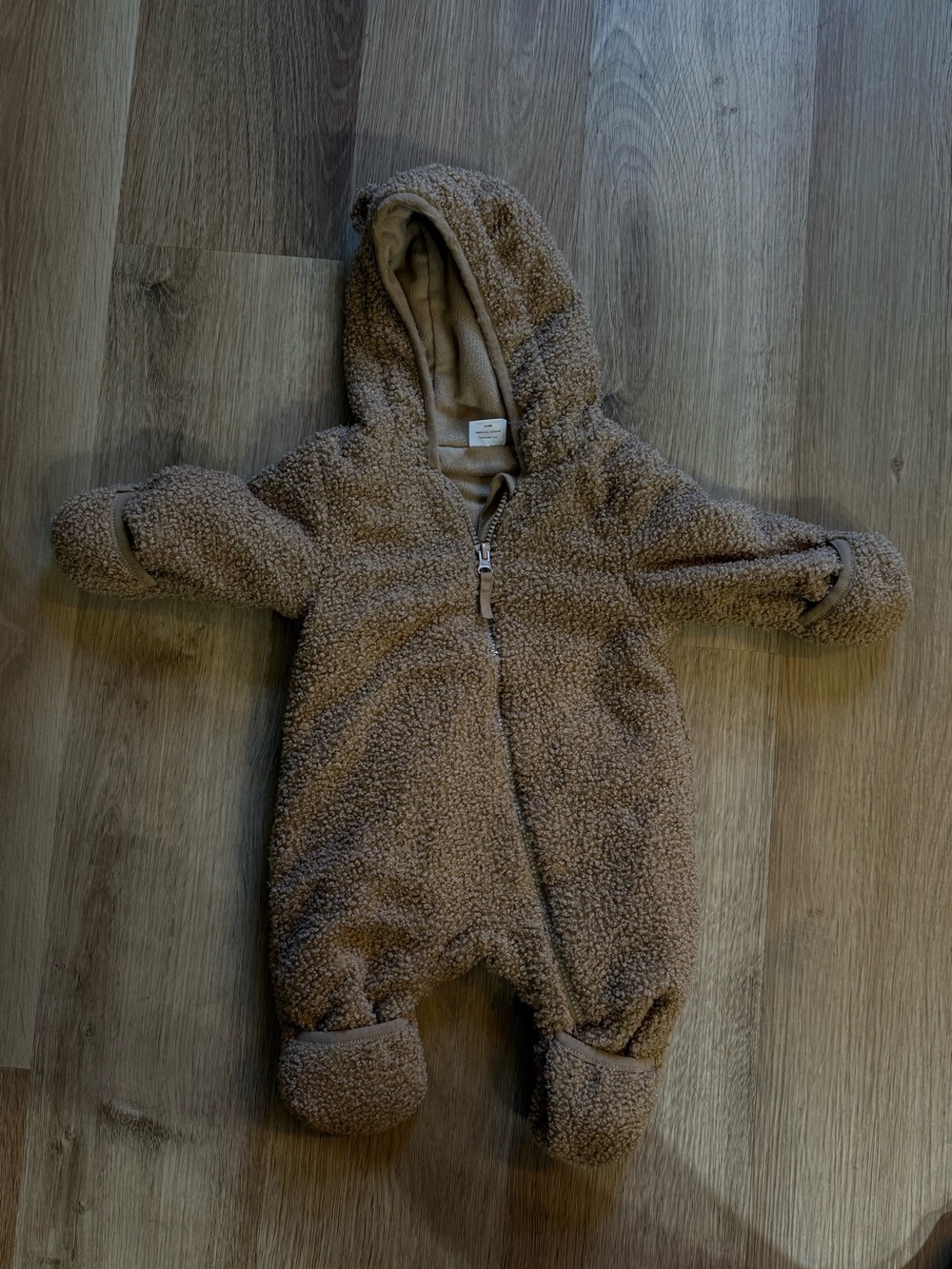 wonder nation Sherpa Style Hooded Cold Weather Baby One-Piece in Brown